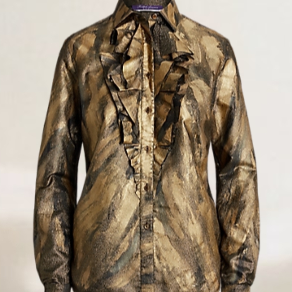 Ralph Lauren Metallic Gold and Black Blouse